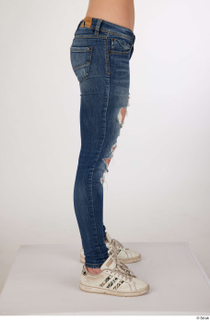  Olivia Sparkle blue jeans with holes casual dressed leg lower body white sneakers 0007.jpg
